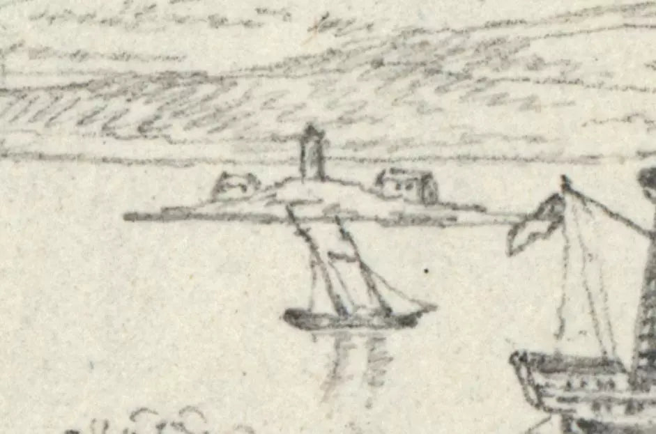 Cork Harbour Spike Island - Ireland c1823 - Pencil Drawing - Early 19th Century