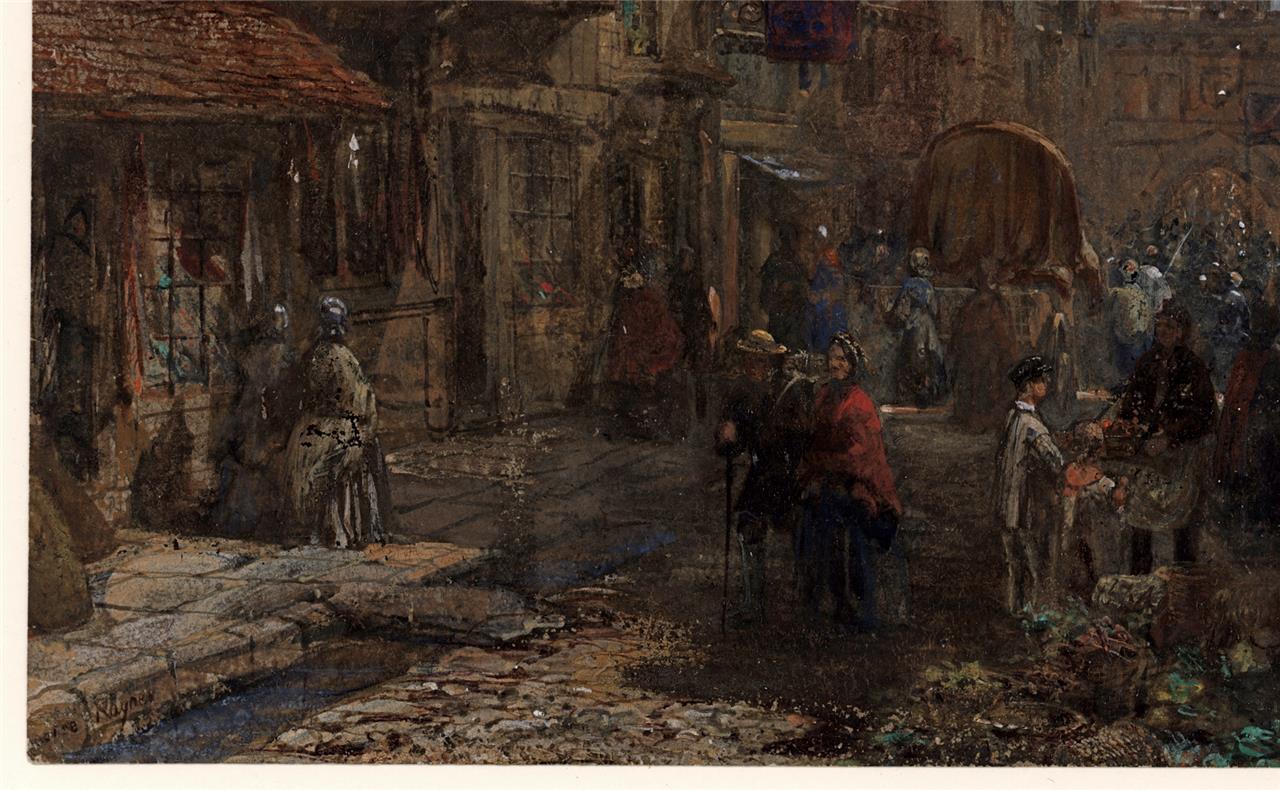 Louise Rayner (1832-1924) - Watercolour Painting - High Street Salisbury - Cathedral