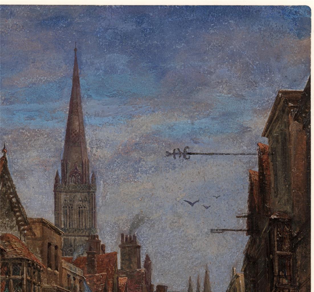 Louise Rayner (1832-1924) - Watercolour Painting - High Street Salisbury - Cathedral