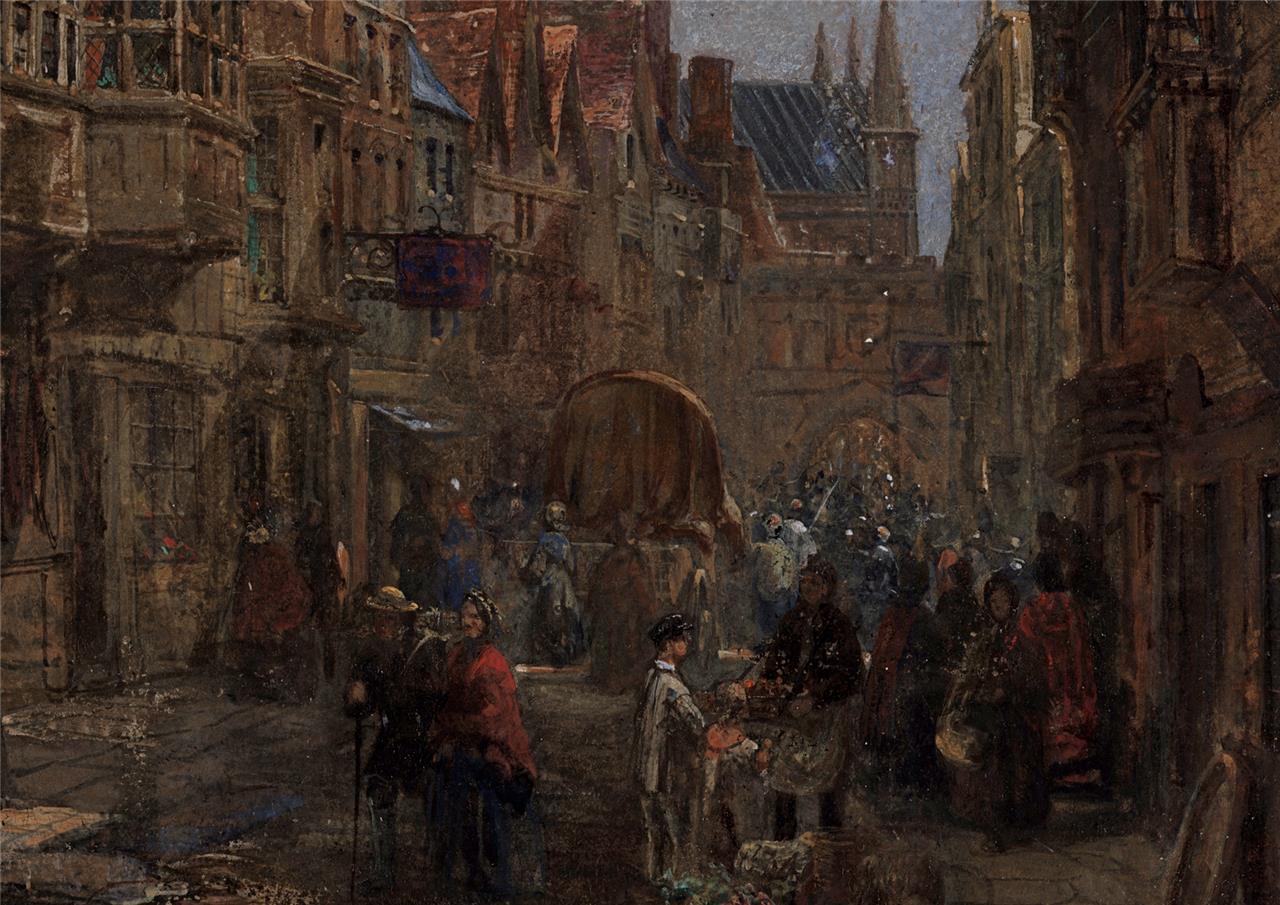 Louise Rayner (1832-1924) - Watercolour Painting - High Street Salisbury - Cathedral