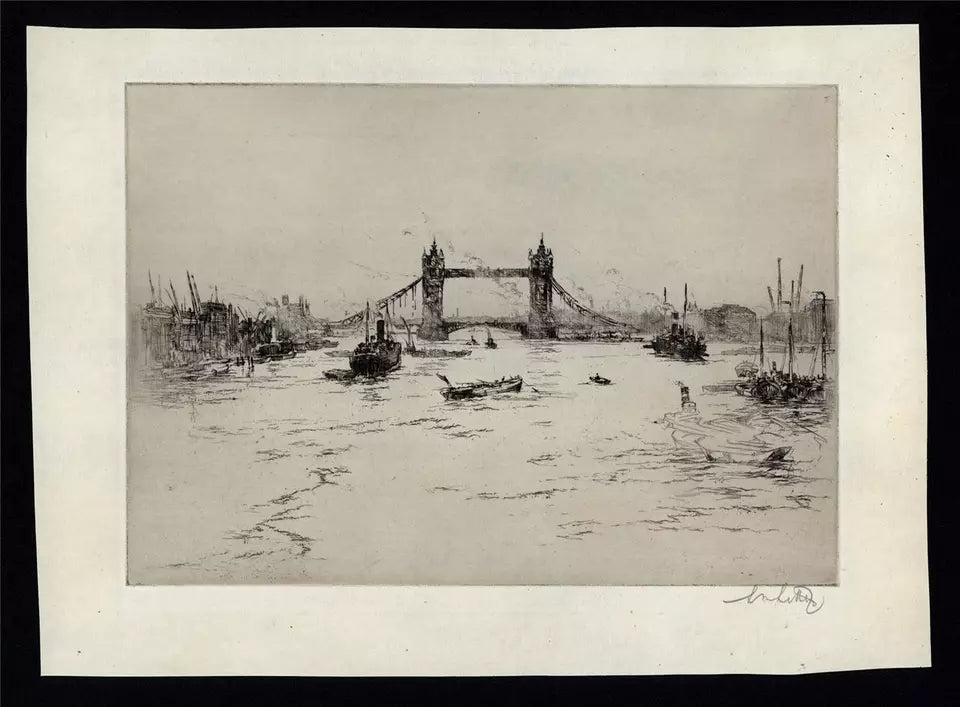 Sidney Mackenzie Litten (1887-1949) Pencil Signed Etching - Tower Bridge London