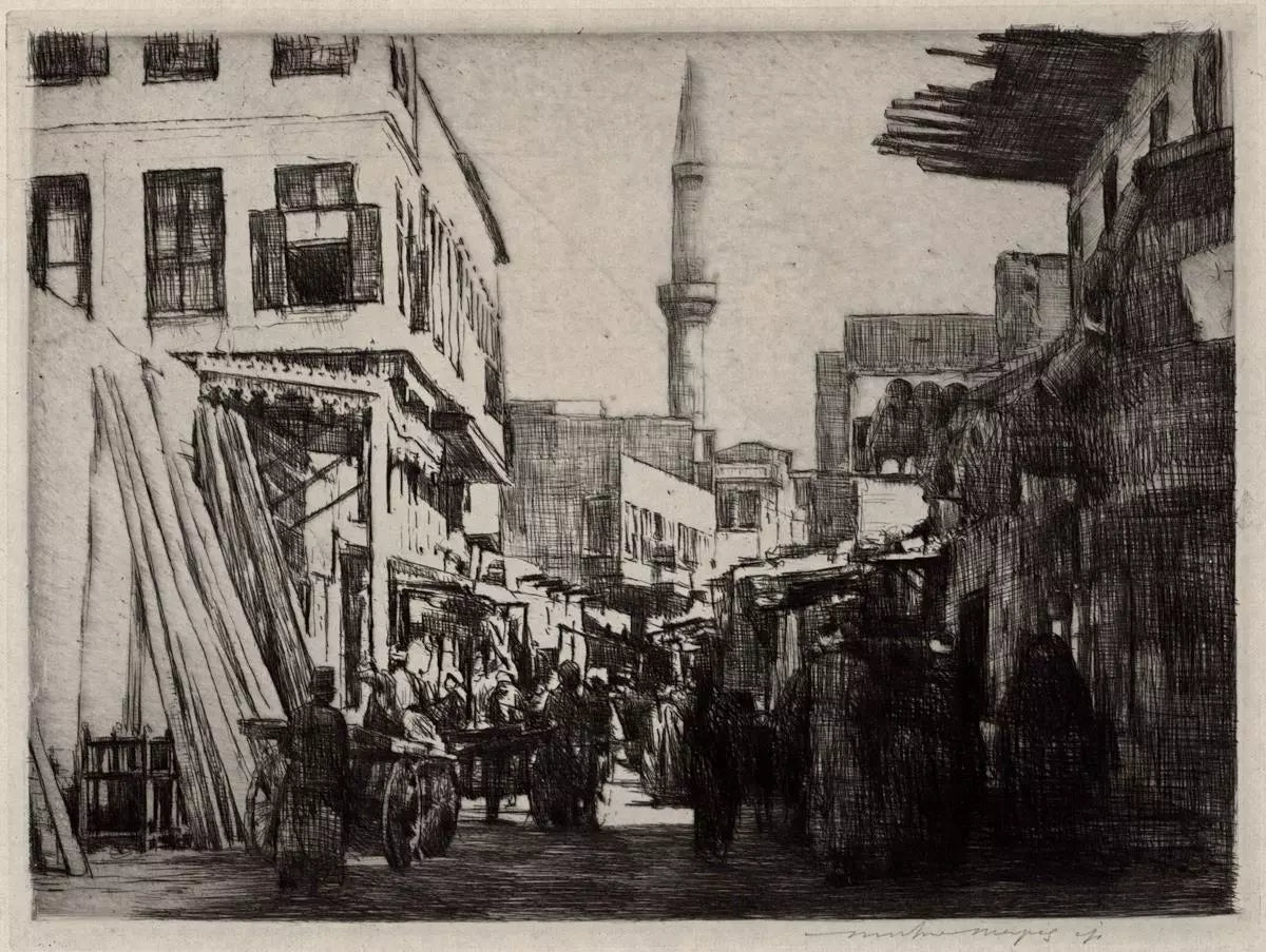 Mortimer Luddington Menpes - Pencil Signed Etching - Street Scene Cairo Egypt