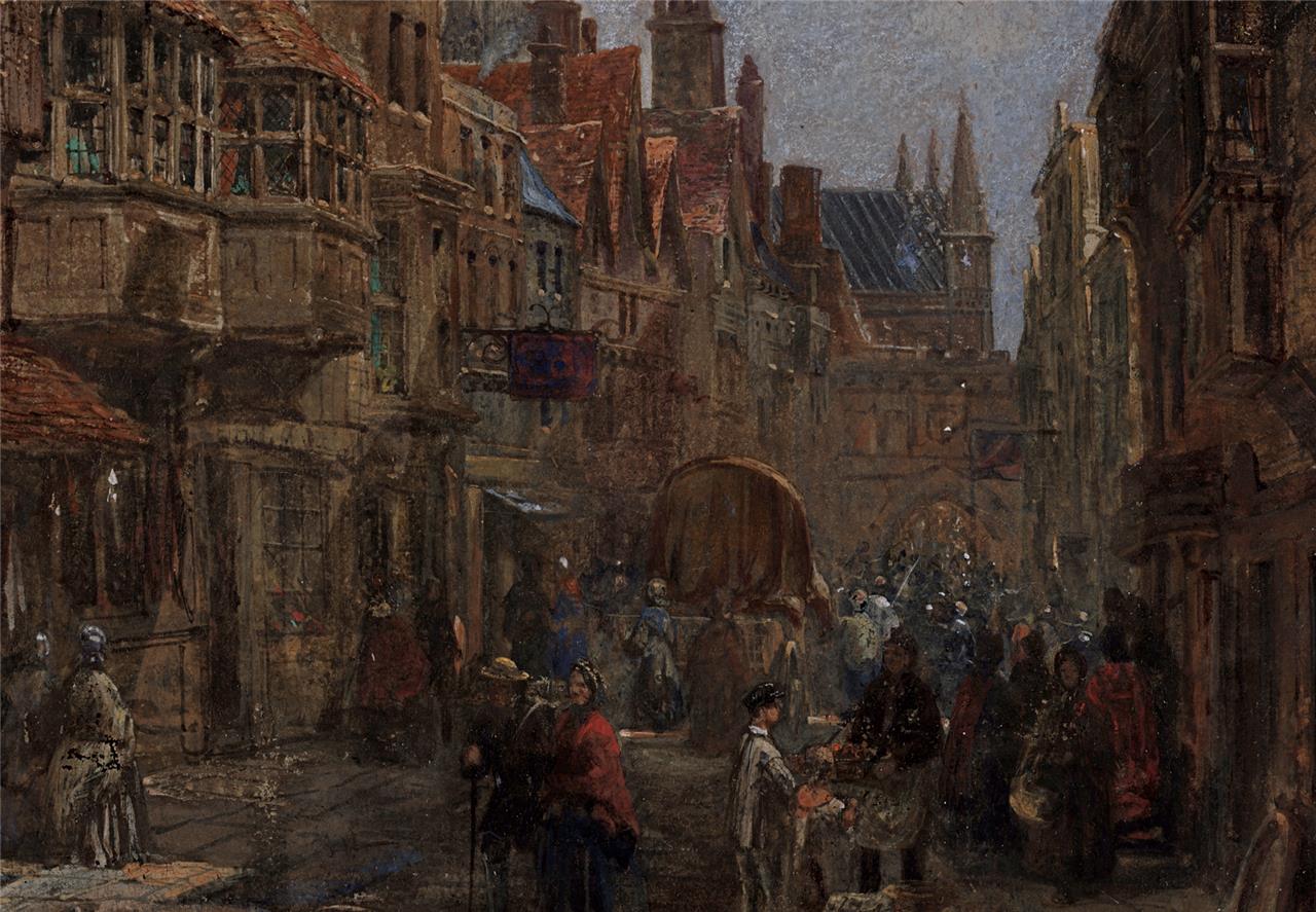 Louise Rayner (1832-1924) - Watercolour Painting - High Street Salisbury - Cathedral