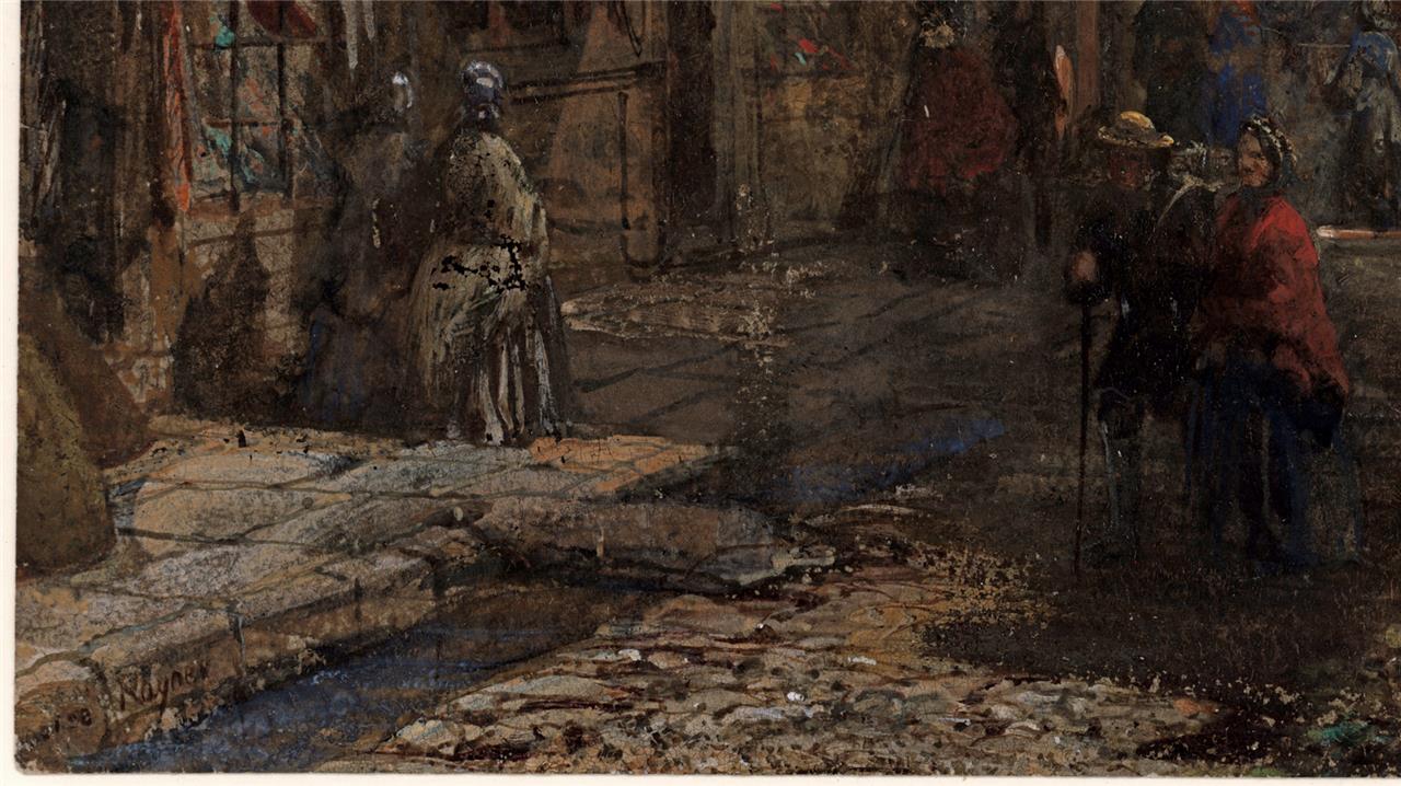 Louise Rayner (1832-1924) - Watercolour Painting - High Street Salisbury - Cathedral