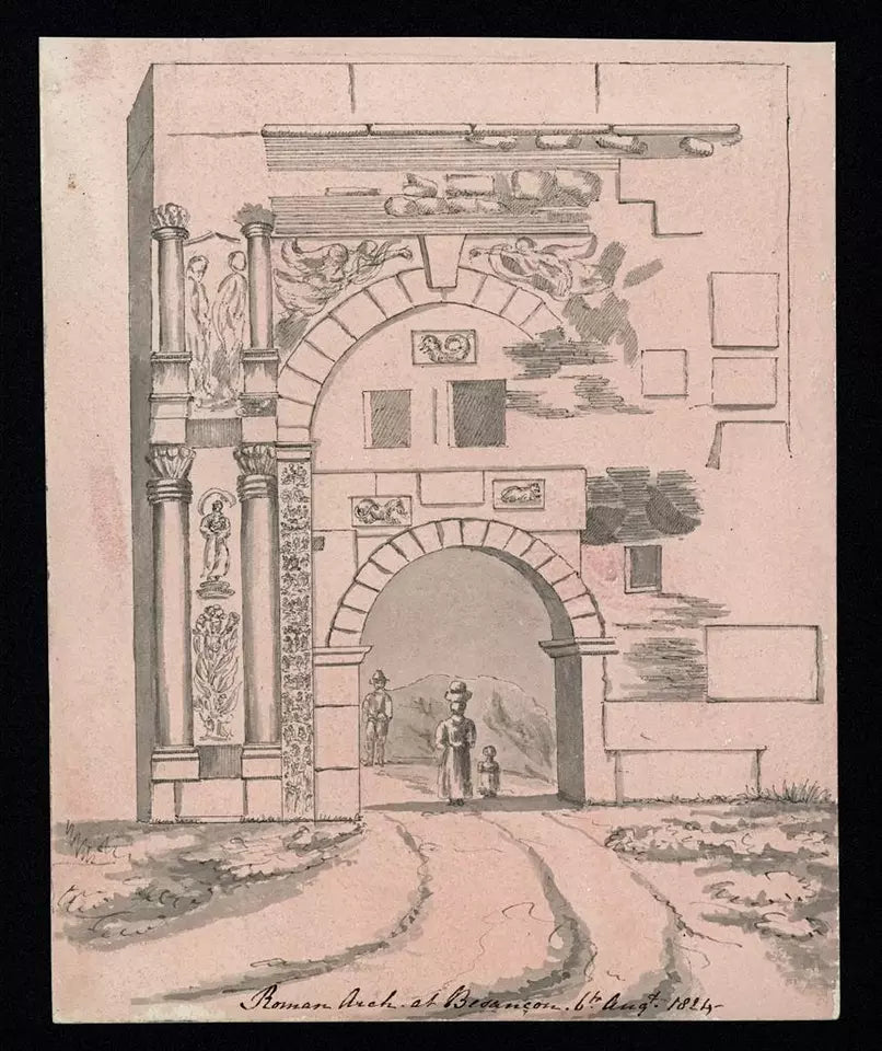 Elizabeth Campbell (1783-1861) Watercolour Painting - Roman Arch At Besancon France 1824