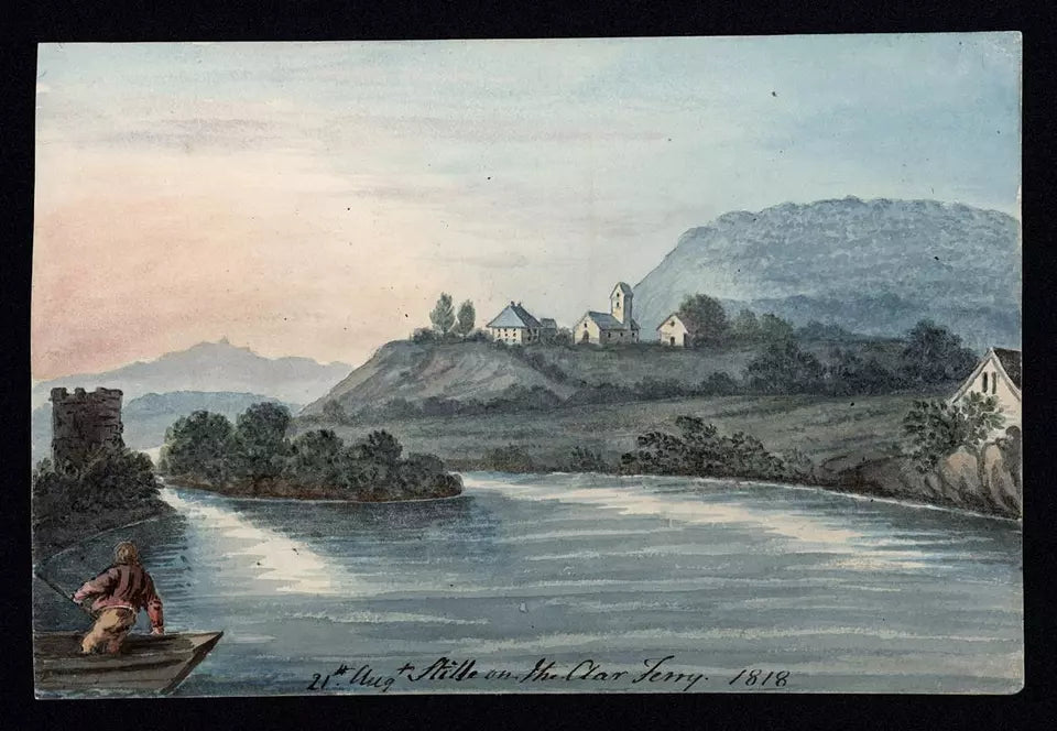 Elizabeth Campbell (1783-1861) Watercolour Painting - Clar Ferry Switzerland 1818
