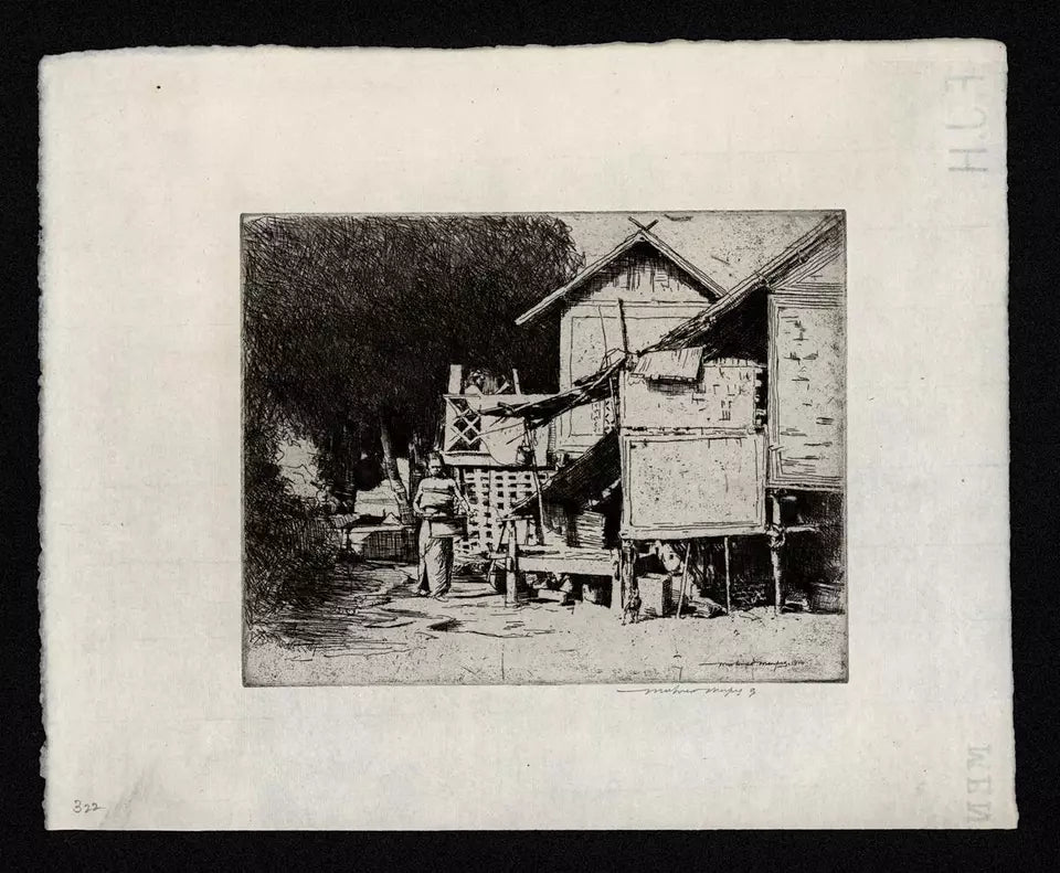 Mortimer Luddington Menpes - Pencil Signed Etching - Burmese Village - Burma - 1914