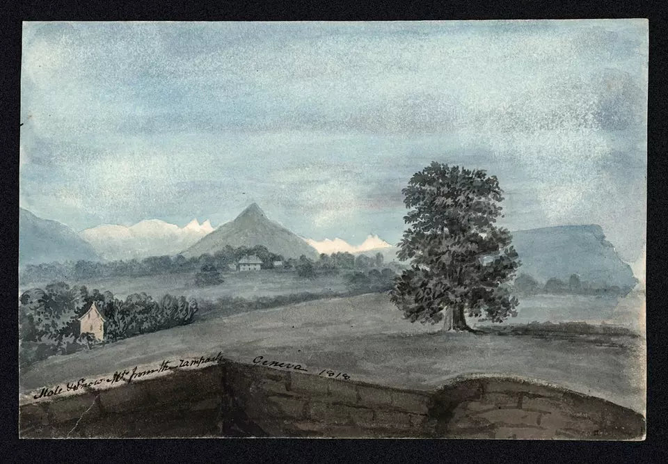 Elizabeth Campbell (1783-1861) Watercolour Painting - Mole Mountains From Geneva 1818