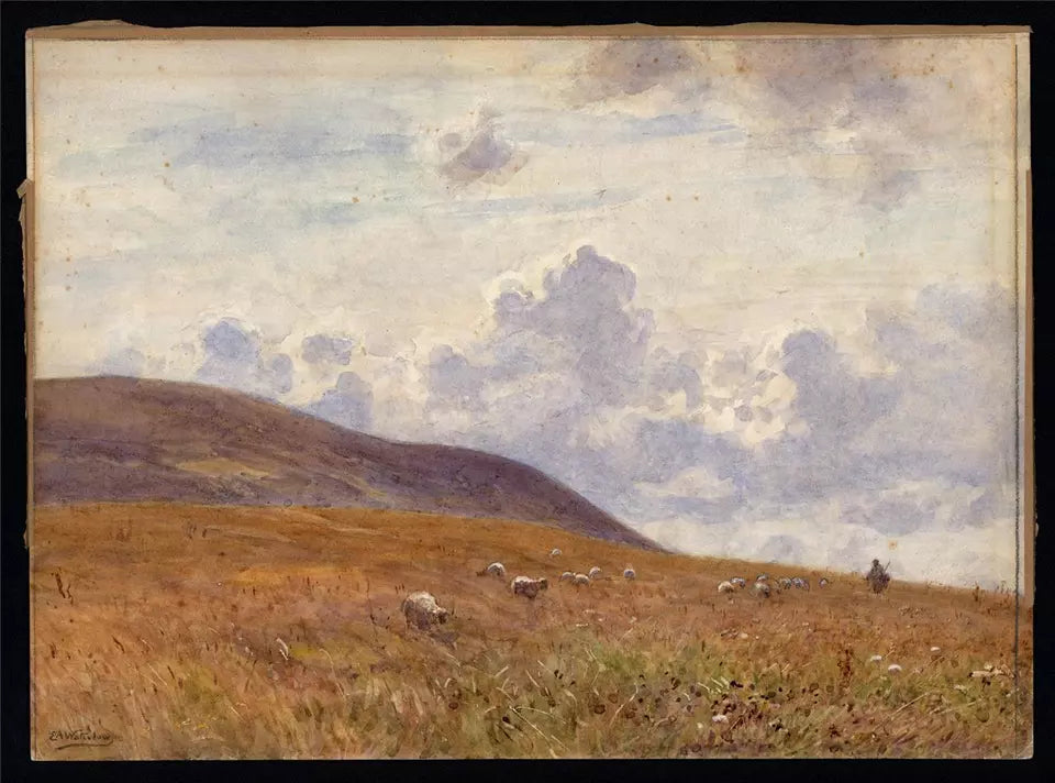 Sir Ernest Albert Waterlow (1850-1919) Watercolour Painting Sussex / South Downs