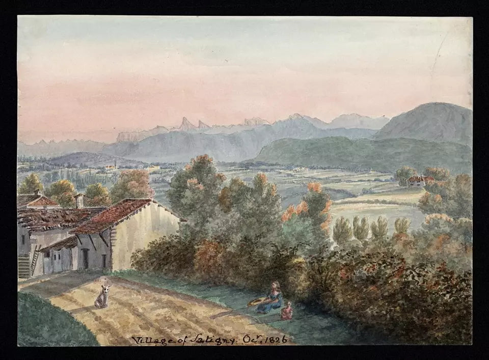 Elizabeth Campbell (1783-1861) Watercolour Painting - Village Of Satigny, Switzerland 1826
