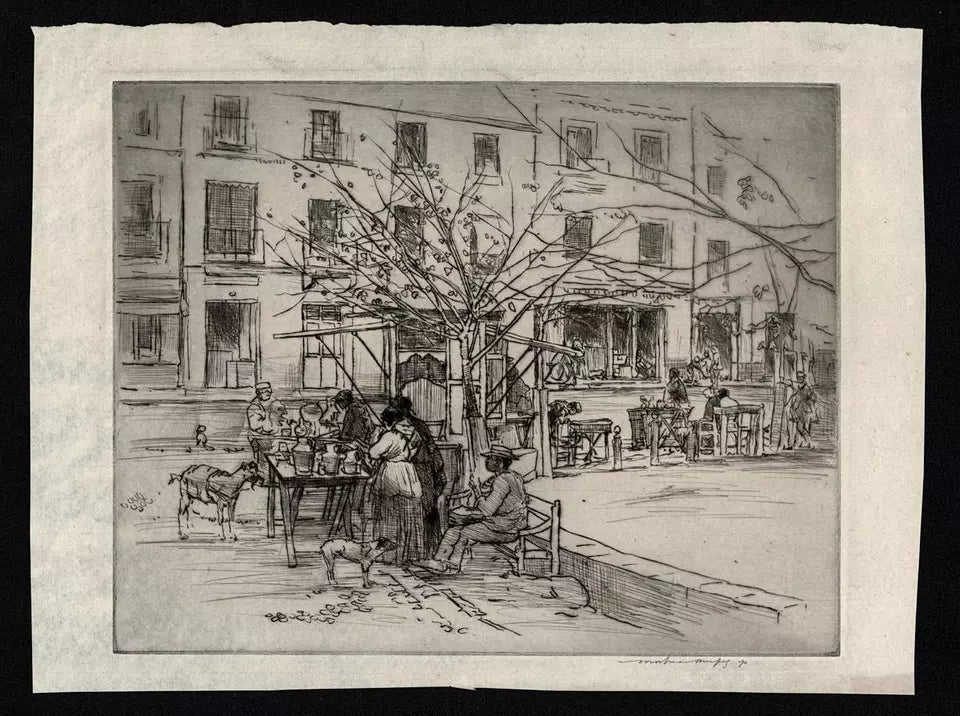 Mortimer Luddington Menpes (1855-1938) Signed Etching - Continental Street Scene