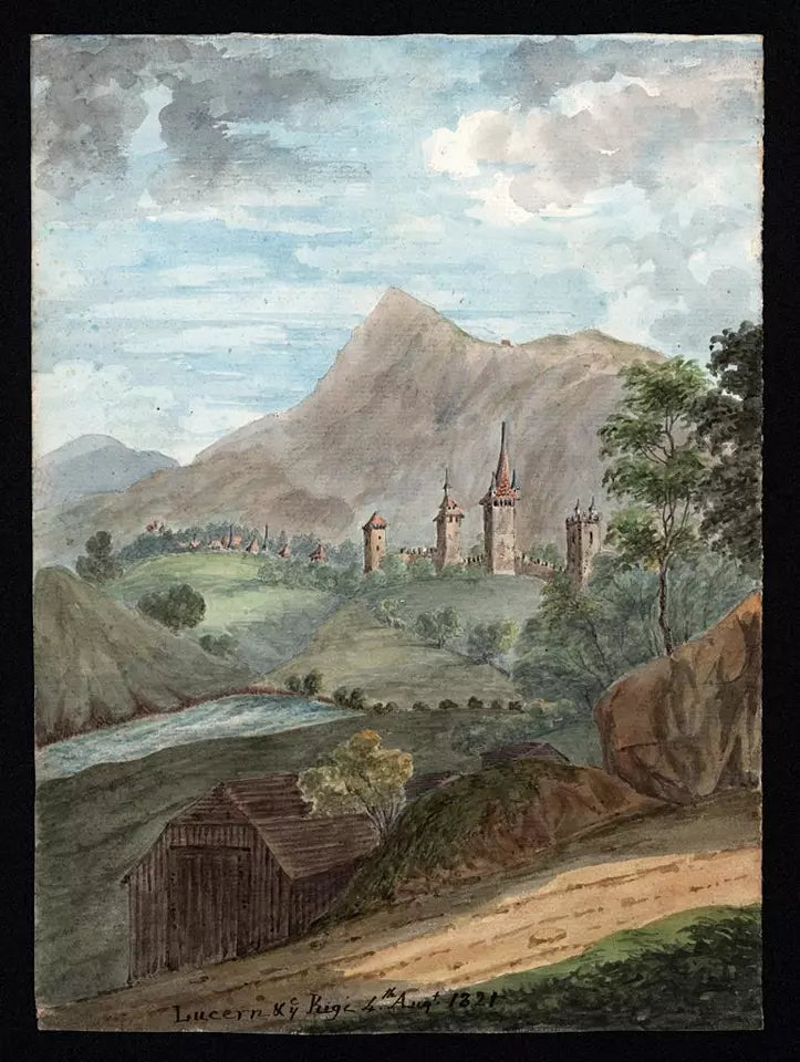 Elizabeth Campbell (1783-1861) - Watercolour Painting - Lucerne and Rigi Switzerland 1821