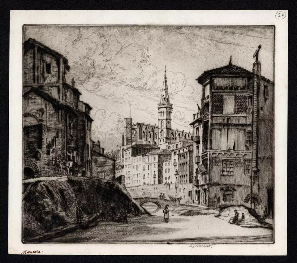 Douglas Ian Smart (1879-1970) Signed Etching - Manresa Spain - 20th Century