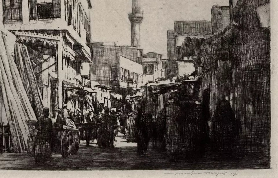 Mortimer Luddington Menpes - Pencil Signed Etching - Street Scene Cairo Egypt