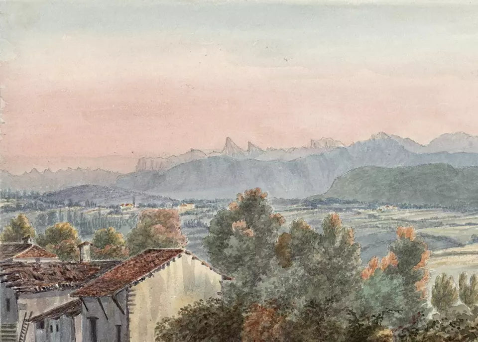 Elizabeth Campbell (1783-1861) Watercolour Painting - Village Of Satigny, Switzerland 1826
