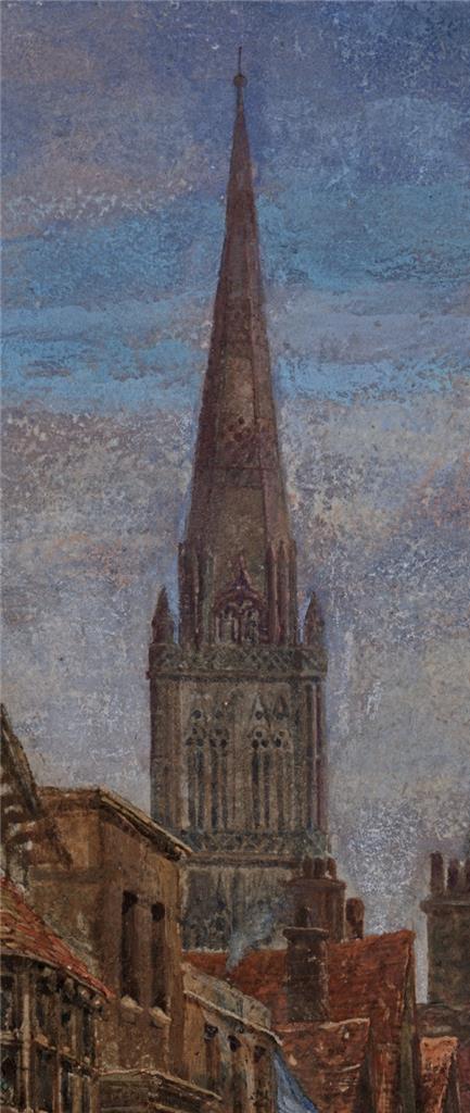 Louise Rayner (1832-1924) - Watercolour Painting - High Street Salisbury - Cathedral