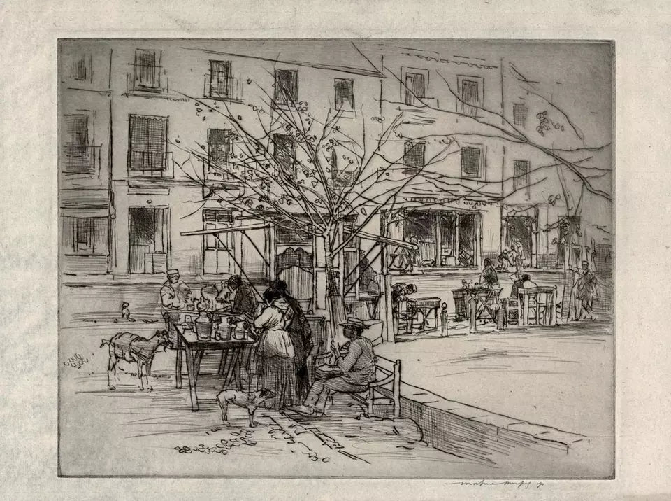 Mortimer Luddington Menpes (1855-1938) Signed Etching - Continental Street Scene