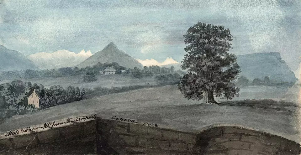 Elizabeth Campbell (1783-1861) Watercolour Painting - Mole Mountains From Geneva 1818