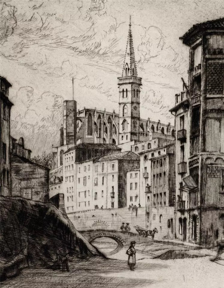 Douglas Ian Smart (1879-1970) Signed Etching - Manresa Spain - 20th Century