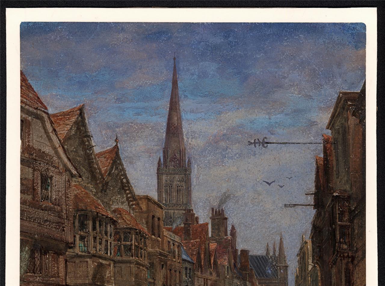 Louise Rayner (1832-1924) - Watercolour Painting - High Street Salisbury - Cathedral