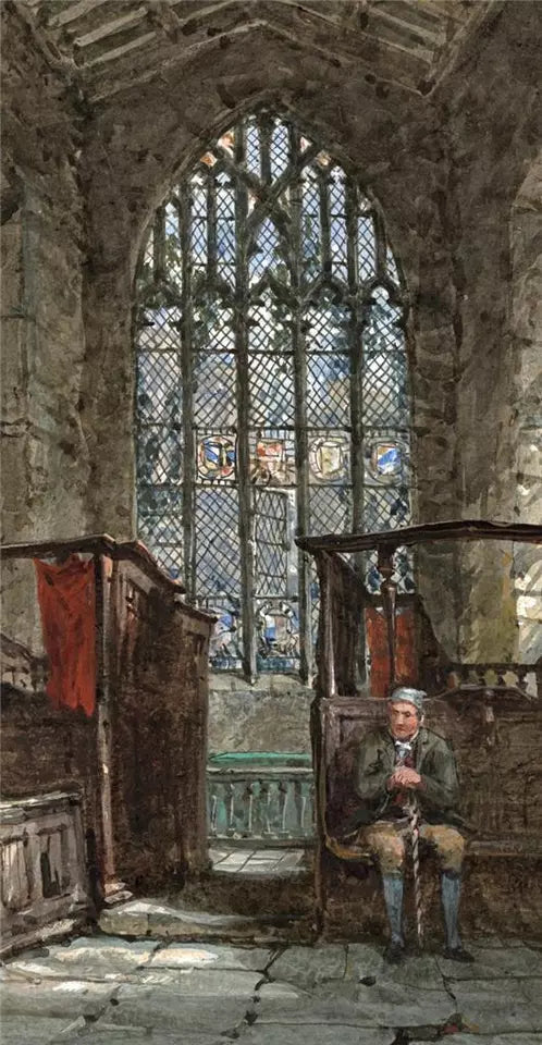 Louise Rayner (1832-1924) - Watercolour Painting - The Chapel, Haddon Hall