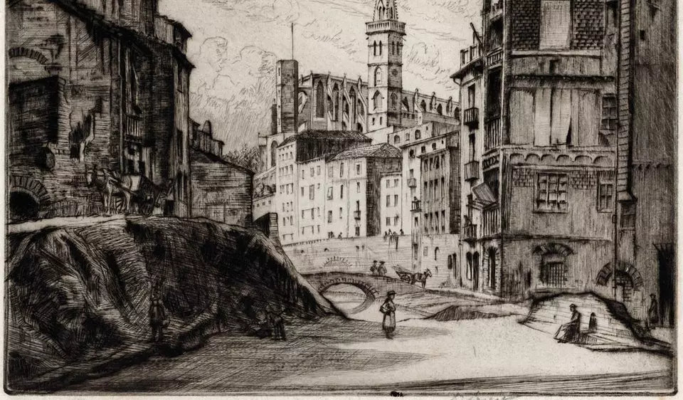 Douglas Ian Smart (1879-1970) Signed Etching - Manresa Spain - 20th Century