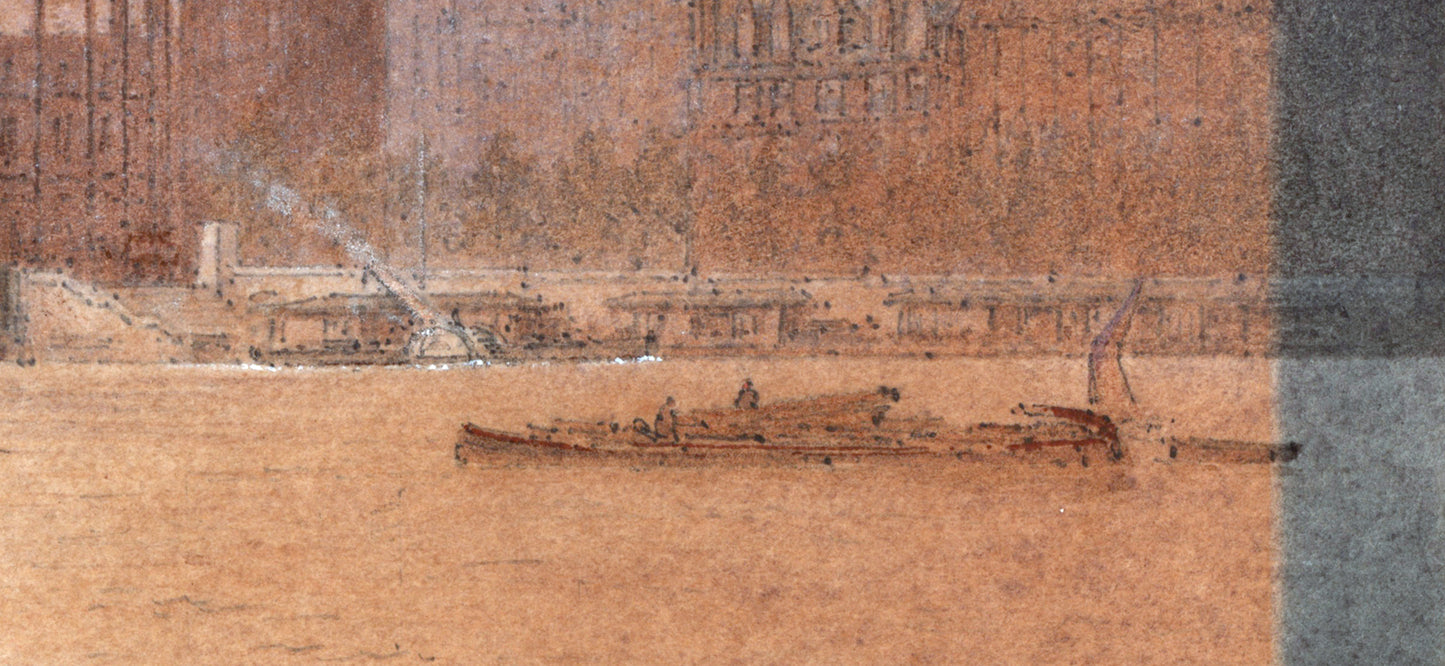 Frederick Edward Joseph Goff (1855-1931) Watercolour Painting - Westminster London - River Thames