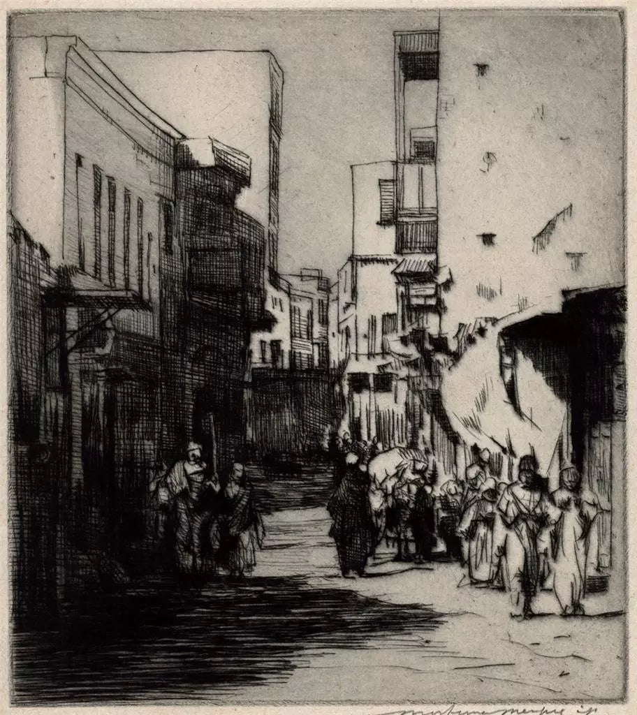 Mortimer Luddington Menpes - Pencil Signed Etching - A Sunny Street, Cairo Egypt