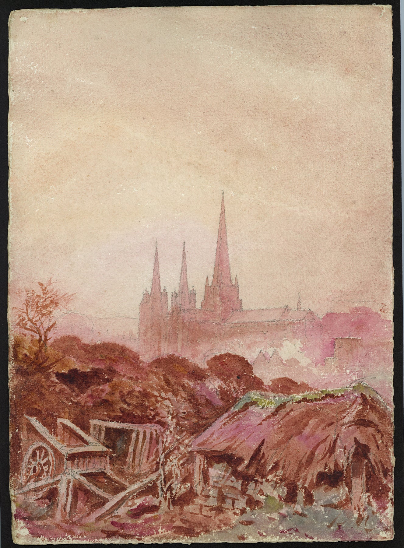 John Louis Petit (1801-1868) Watercolour Painting - Lichfield Staffordshire 1867