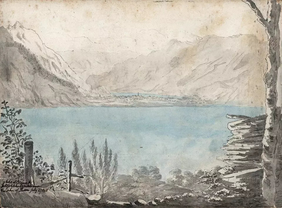 Elizabeth Campbell (1783-1861) - Watercolour Painting - Lake Brienz Interlaken Lake Thun Switzerland