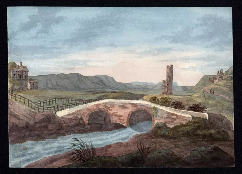 Elizabeth Campbell (1783-1861) Watercolour Painting - Ruins Landscape - Italy