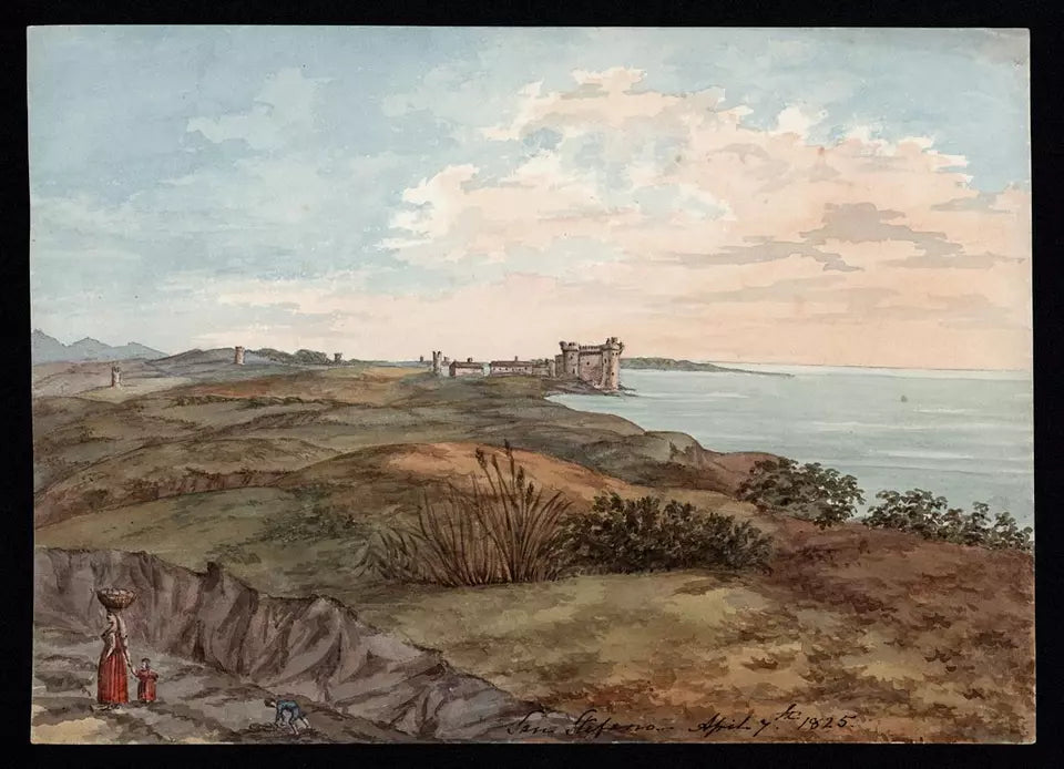 Elizabeth Campbell (1783-1861) Watercolour Painting - Porto Santo Stefano Italy 1825