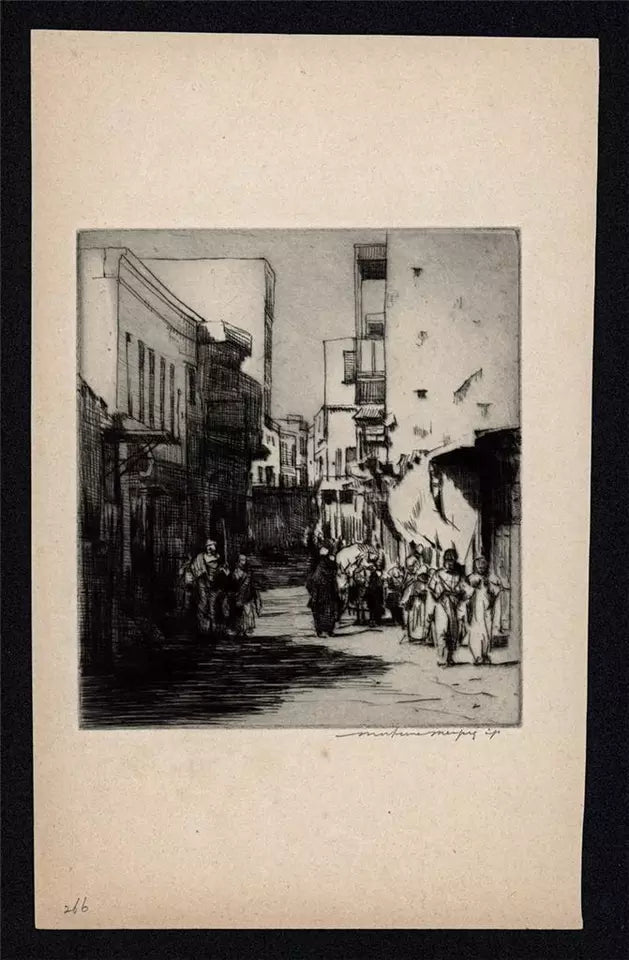 Mortimer Luddington Menpes - Pencil Signed Etching - A Sunny Street, Cairo Egypt