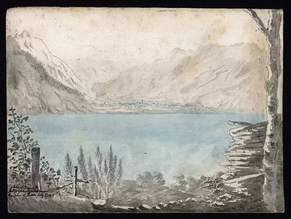 Elizabeth Campbell (1783-1861) - Watercolour Painting - Lake Brienz Interlaken Lake Thun Switzerland