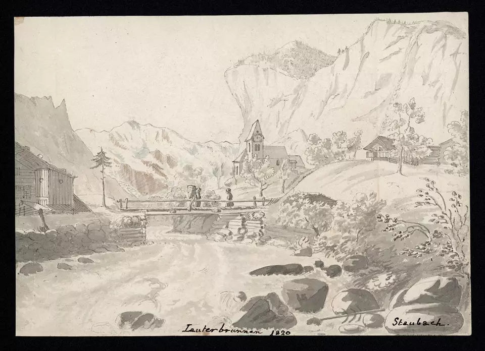 Elizabeth Campbell (1783-1861) Watercolour Painting - Lauterbrunnen Switzerland 1820