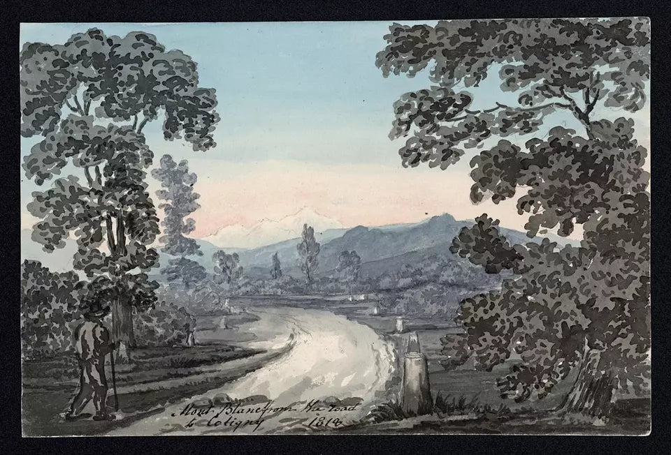 Elizabeth Campbell (1783-1861) Watercolour Painting - Mont Blanc from the road to Coligny 1818