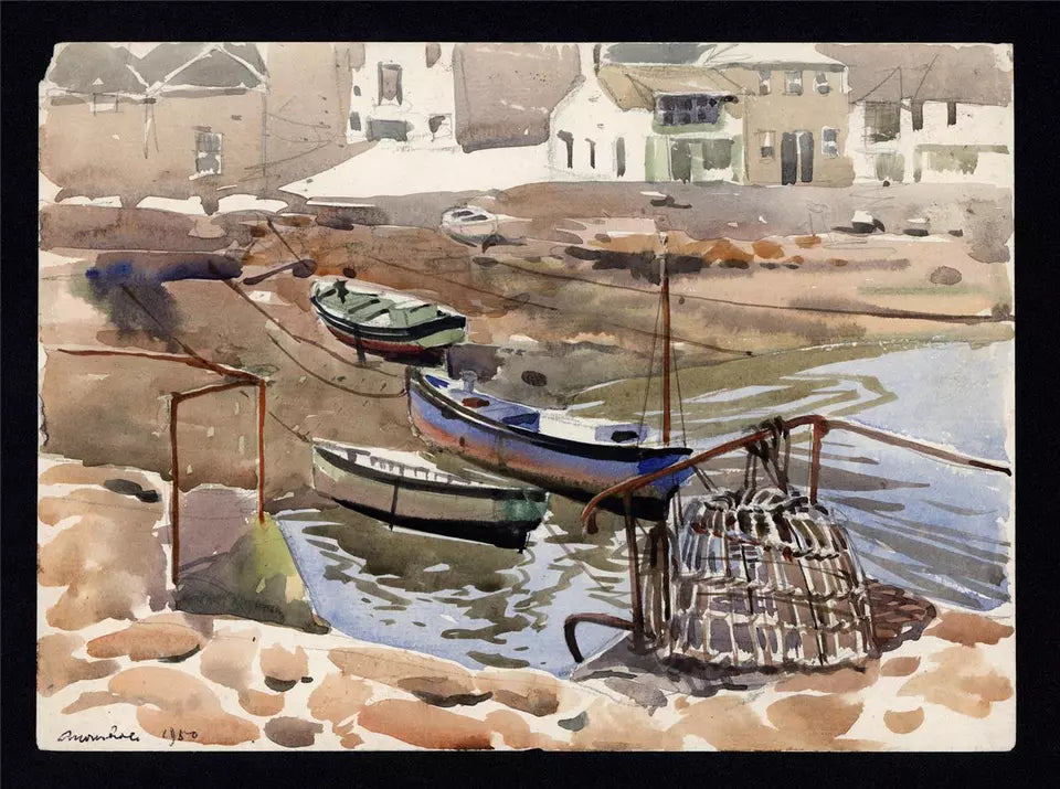 Arthur Royce Bradbury (1892-1977) Watercolour Painting - Mousehole Cornwall 1950