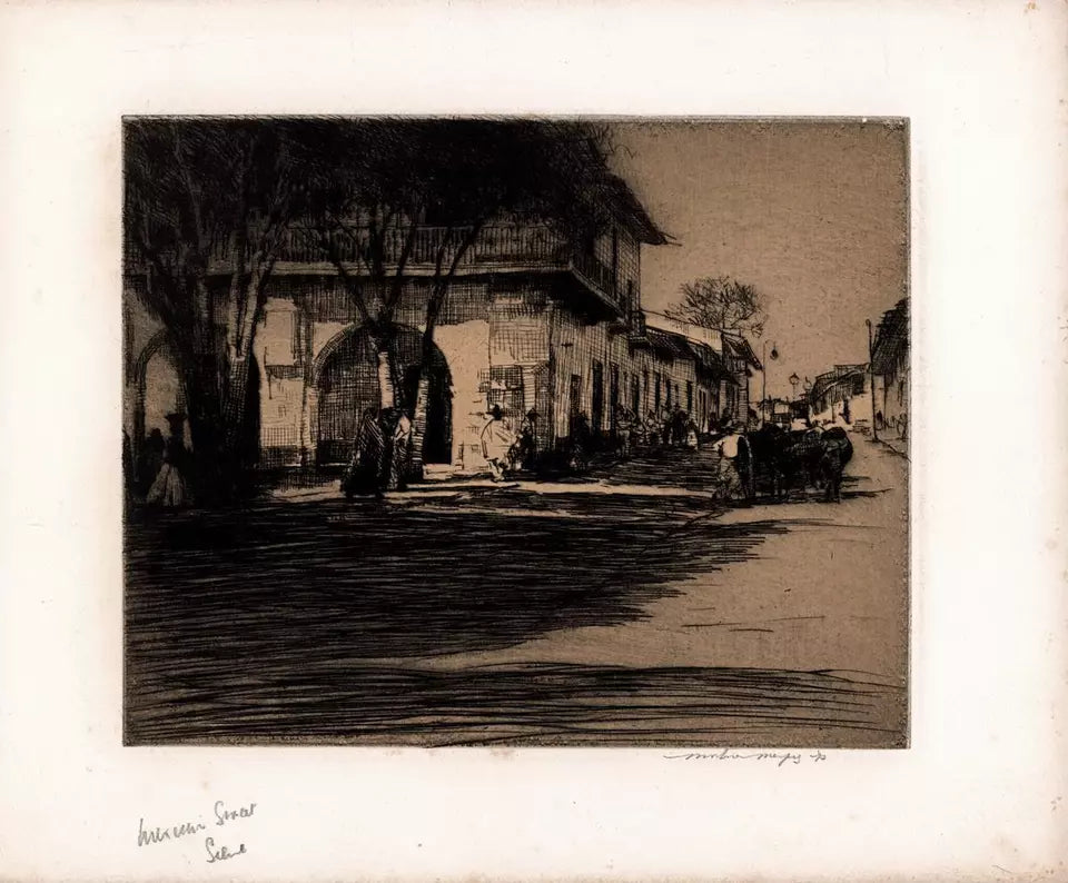 Mortimer Luddington Menpes - Signed Etching - Street Scene With Shade, Mexico