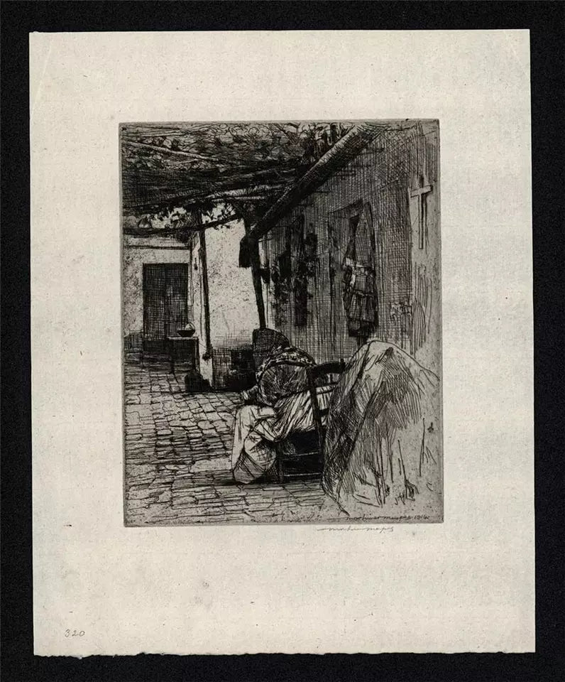 Mortimer Luddington Menpes - Pencil Signed Etching - A Courtyard, Seville - Spain 1914