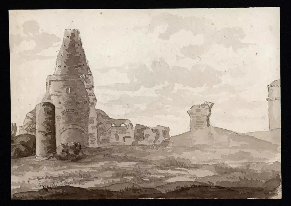 Elizabeth Campbell (1783-1861) Watercolour Painting - Ruins In Landscape - Italy - 19th Century