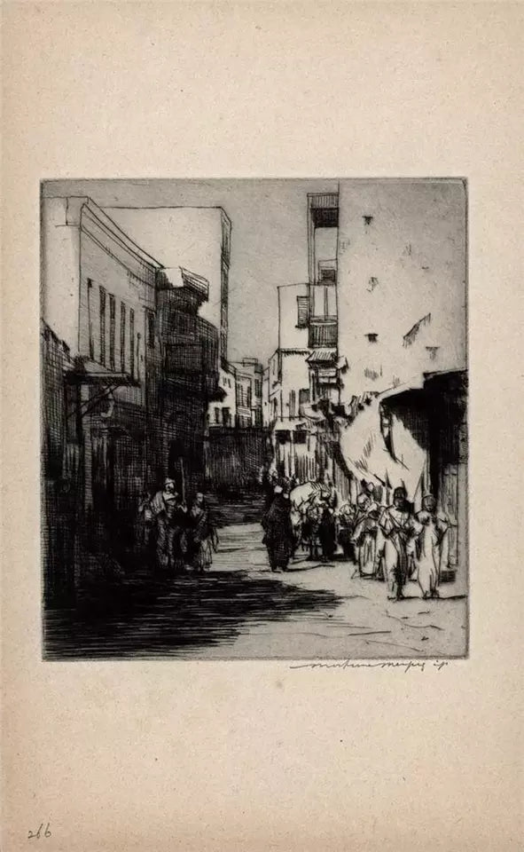Mortimer Luddington Menpes - Pencil Signed Etching - A Sunny Street, Cairo Egypt