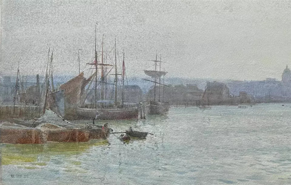 Max Ludby (1858-1943) - Watercolour Painting - Greenwich Hospital London - 1890