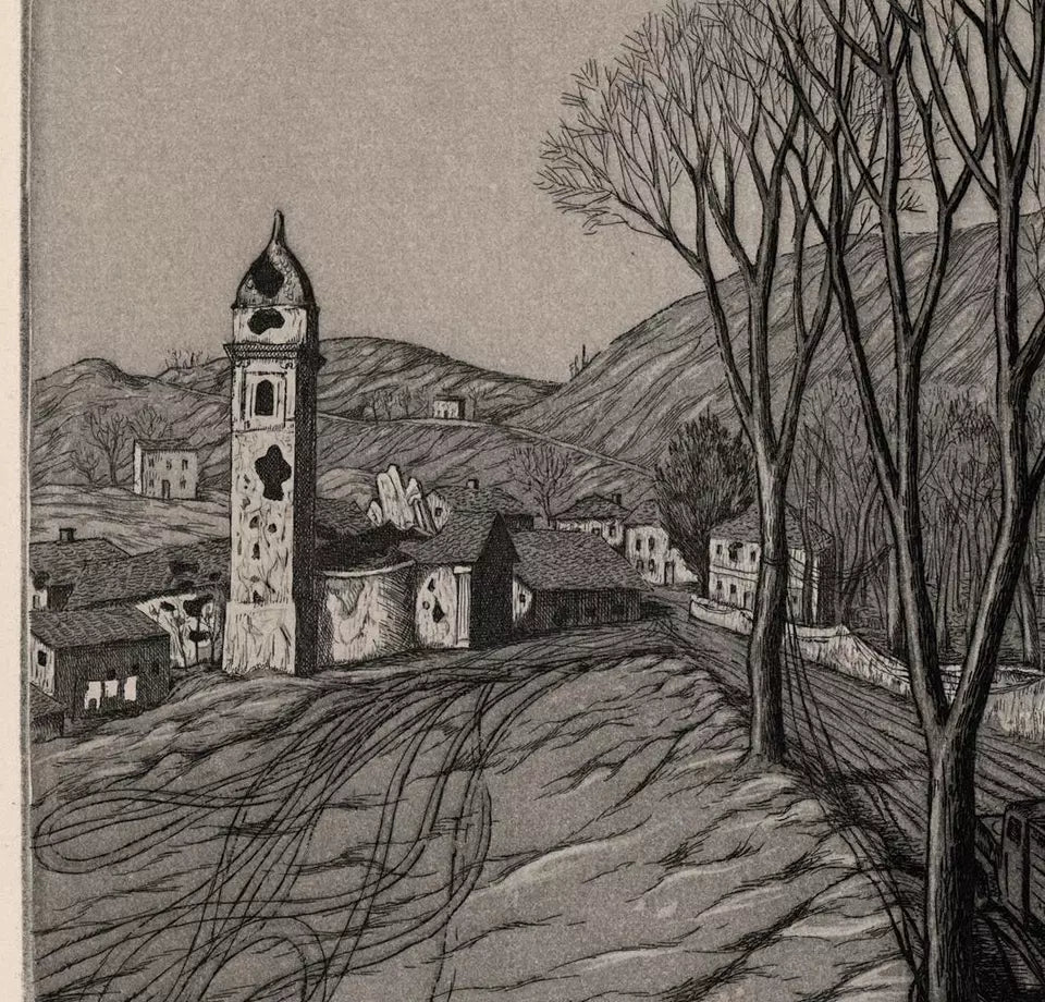 Rudolph Carl Von Ripper (1905-1960) Pencil Signed Etching World War 2 Scene 1946 - WW2