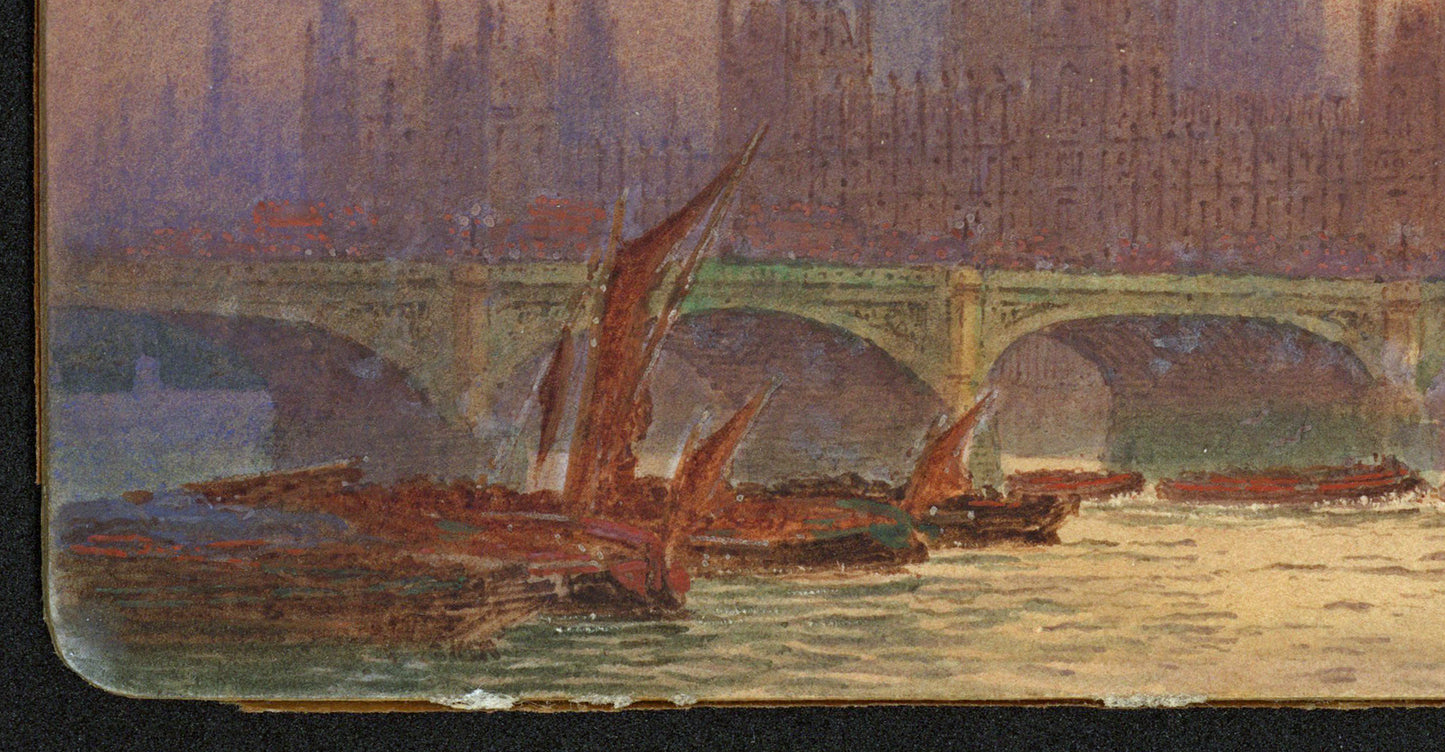 Frederick Edward Joseph Goff (1855-1931) Watercolour Painting - Westminster, London - River Thames