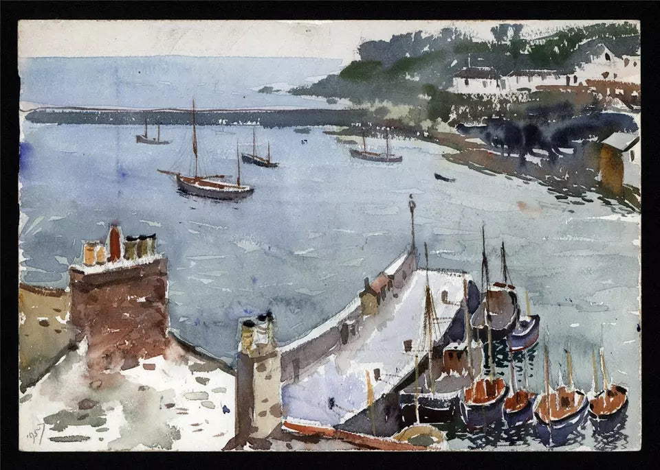 Arthur Royce Bradbury (1892-1977) Watercolour Painting - Harbour Scene 1957