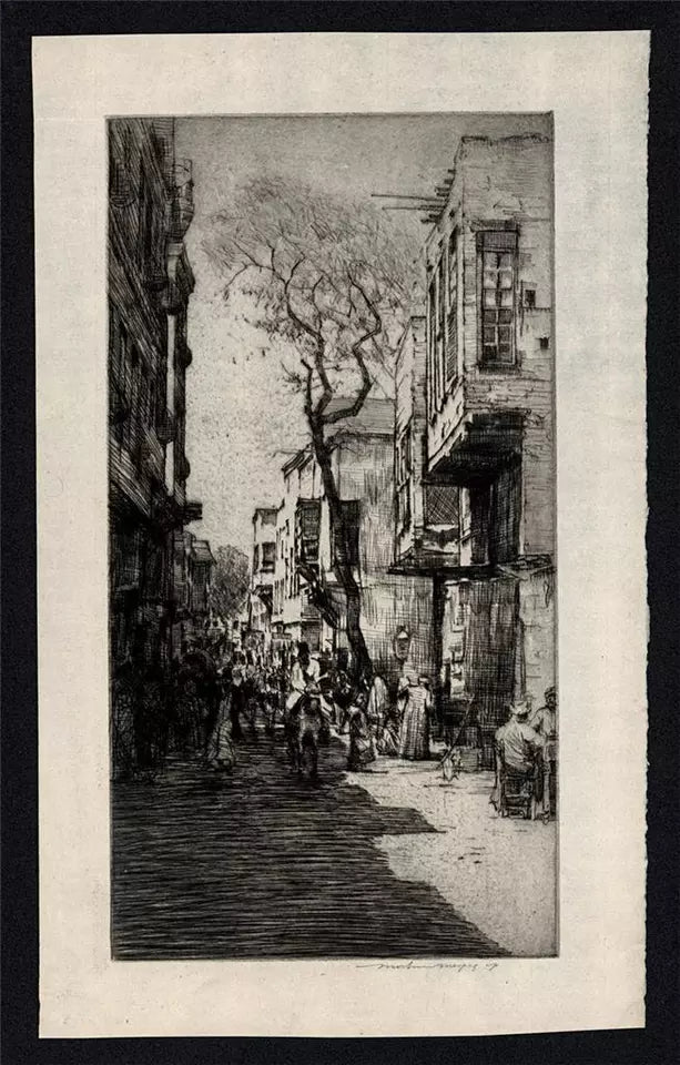 Mortimer Luddington Menpes (1855-1938) - Signed Etching - Figures & Donkey Street Scene