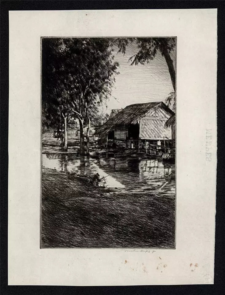 Mortimer Luddington Menpes - Pencil Signed Etching - House With Rattan Walls, Burma