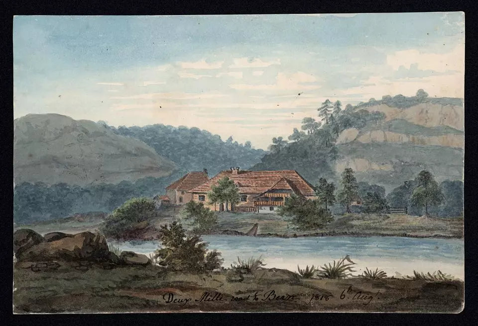 Elizabeth Campbell (1783-1861) Watercolour Painting 1818 Deux Mille road to Bern Switzerland
