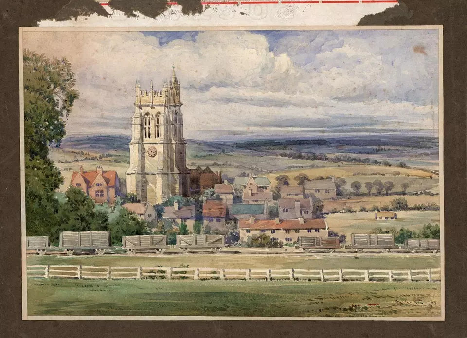 Arthur Charles Fare (1876-1958) Watercolour Painting - Church Village & Railway