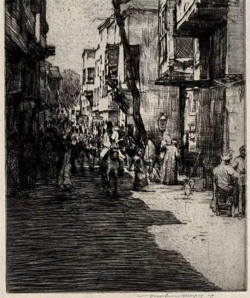Mortimer Luddington Menpes (1855-1938) - Signed Etching - Figures & Donkey Street Scene